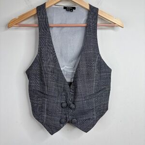 VTG Y2K xoxo Cropped Vest Double Point Womens M Menswear Old Money Dark Academia